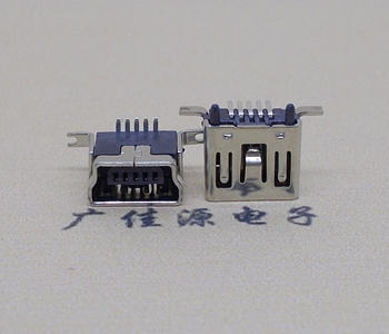 河池MINI 短体立贴接口, 迷你5pin180度,高度6.5MM带柱子